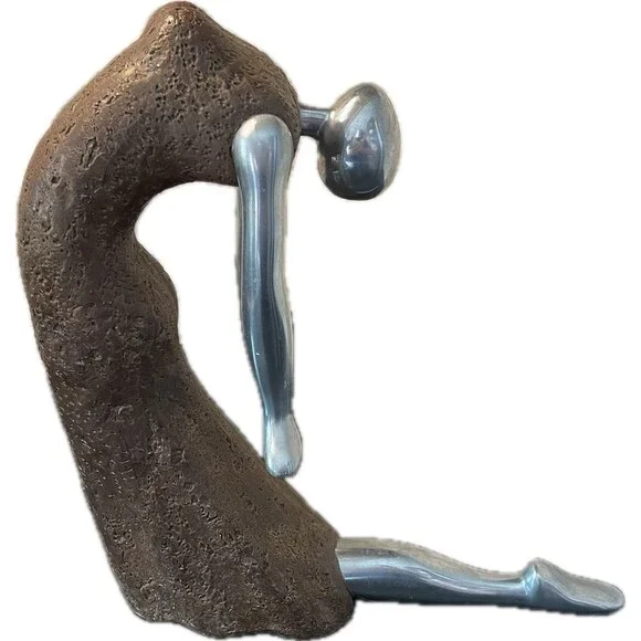 Vintage Modernist/Brutalist Concrete and Stainless Ballerina Statue - Picture 2 of 5